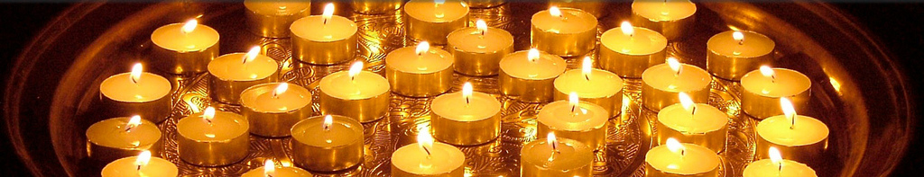 candles on tray wide